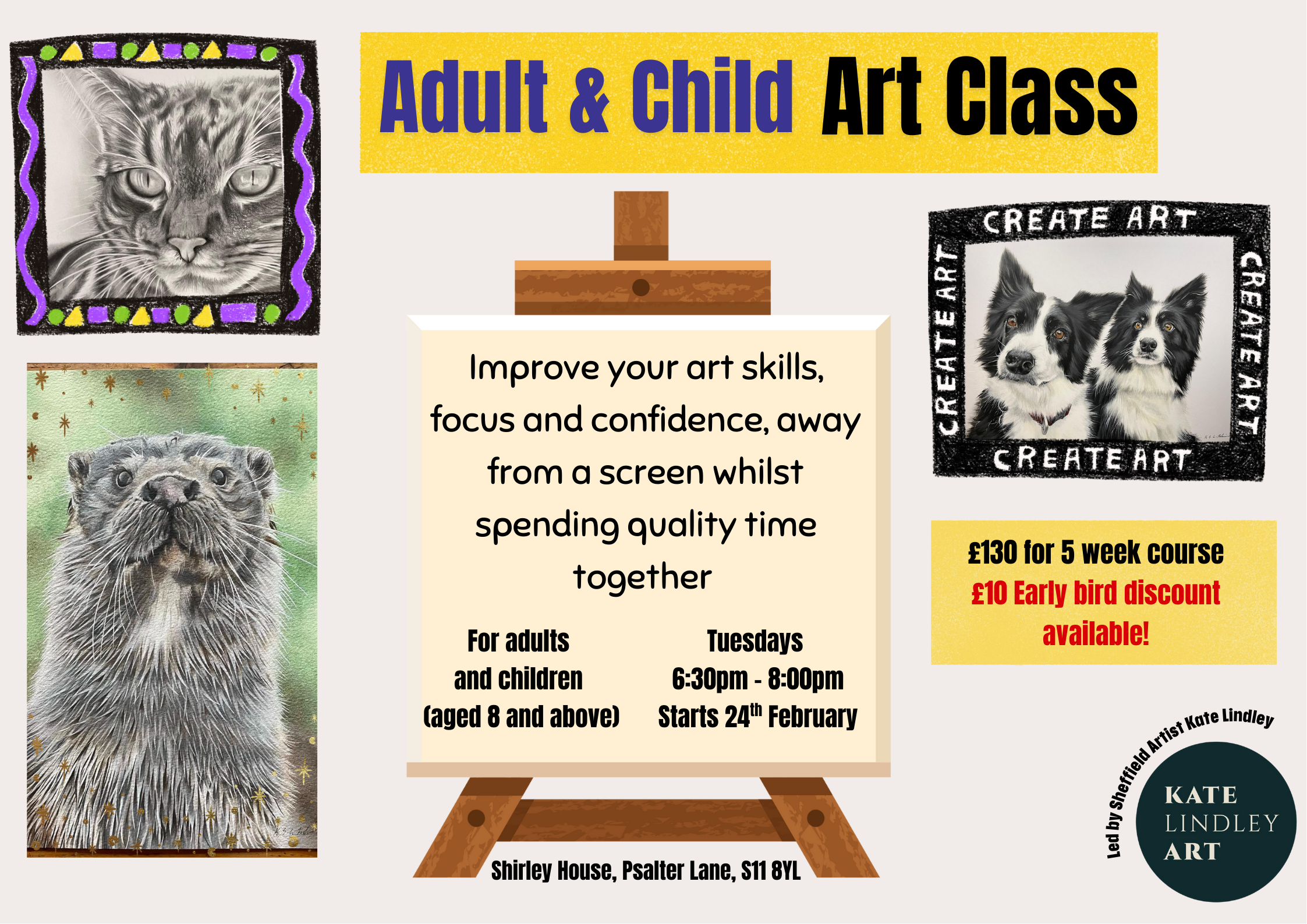 Pet portrait drawing and painting workshop